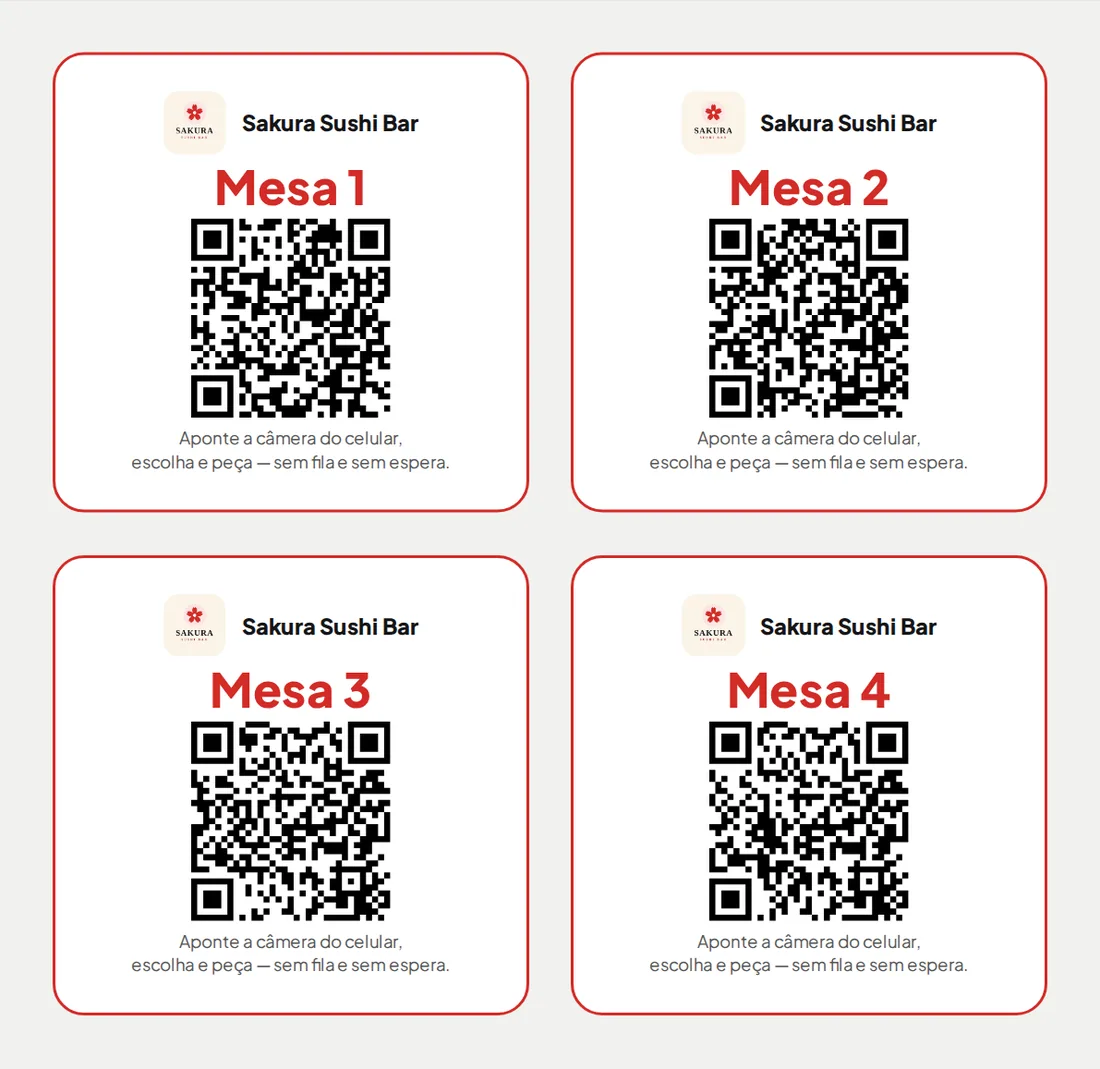 A folha de QR Codes pronta para imprimir.